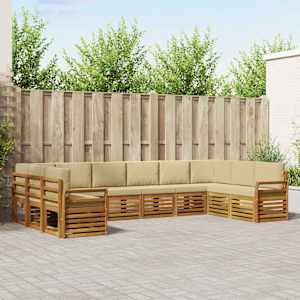 Zunanja garnitura za sedenje z blazino 10 pcs Naravna in bež