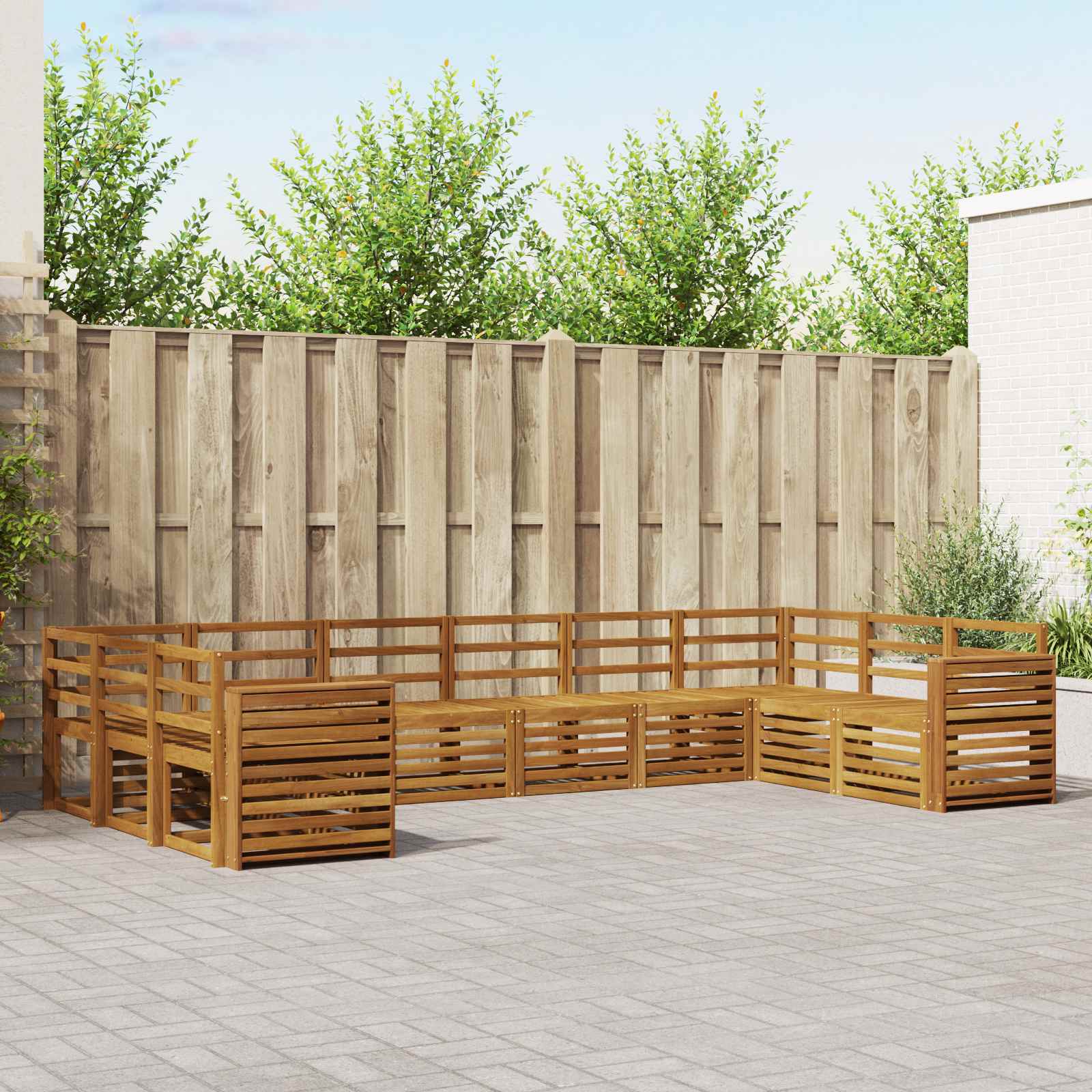 Sofa-Sets 10 pcs Naturel Massief Acaciahout image 1