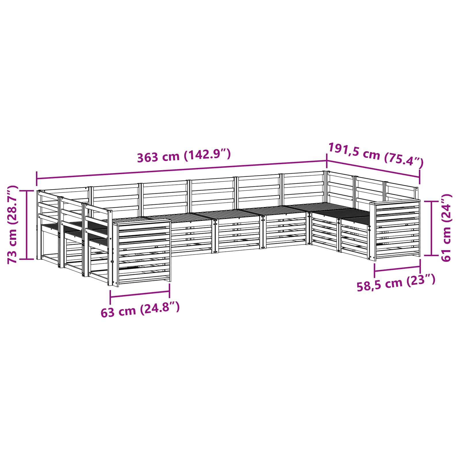 Sofa-Sets 10 pcs Naturel Massief Acaciahout image 7