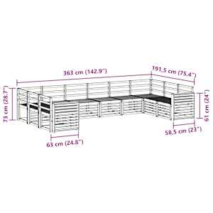 Rohová sofa sada 10 pcs Přírodní - obrázek 8