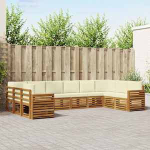 Zunanja garnitura za sedenje 10 pcs Naravna in smetana