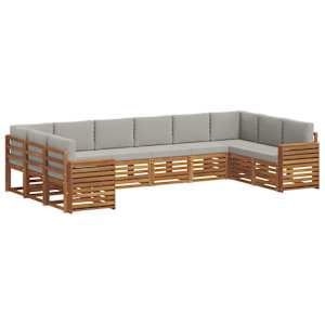 Rohová sofa sada s polštářem 10 pcs Přírodní a světle šedá - obrázek 2