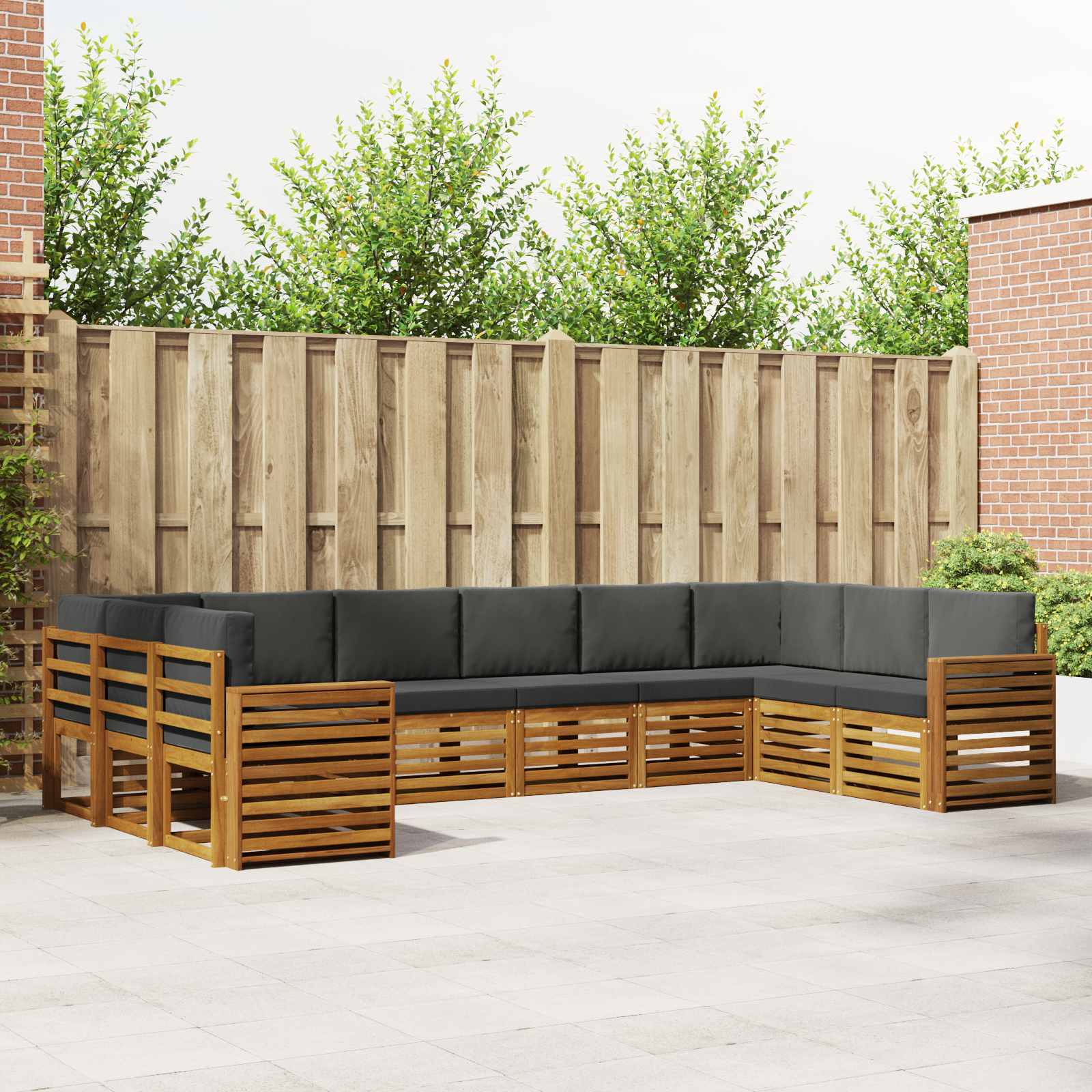 vidaXL Ecksofa Set 10 pcs Natur und Anthrazit Massivholz Akazie