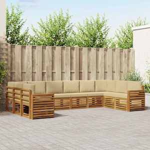 Zunanja garnitura za sedenje z blazino 10 pcs Naravna in bež