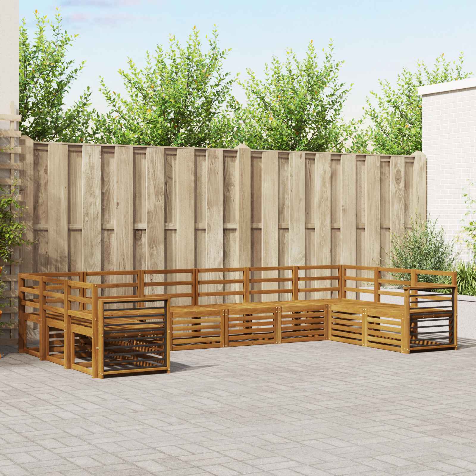 Sofa-Sets 10 pcs Naturel Massief Acaciahout image 1