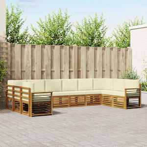 Zunanja garnitura za sedenje 10 pcs Naravna in smetana