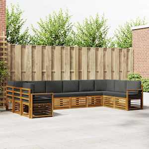 Zunanja garnitura za sedenje 10 pcs Naravna in antracitna