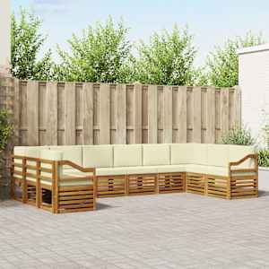 Zunanja garnitura za sedenje 10 pcs Naravna in smetana