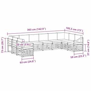 Rohová sofa sada s polštářem 10 pcs Přirozená a Krémová - obrázek 9