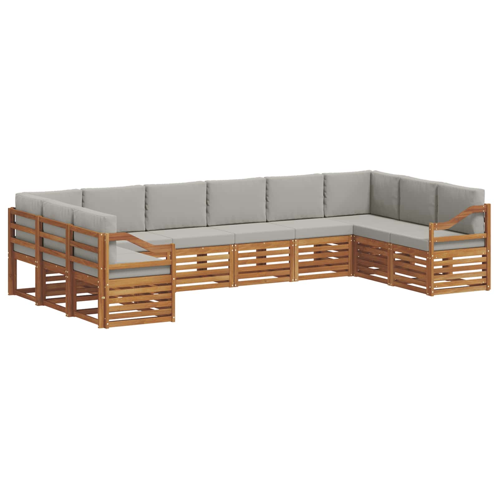 Sofa-Sets 10 pcs Natuurlijk en Lichtgrijs Massief Acaciahout image 2