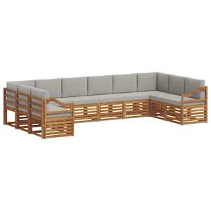 Rohová sofa sada s polštářem 10 pcs Přírodní a světle šedá - obrázek 2