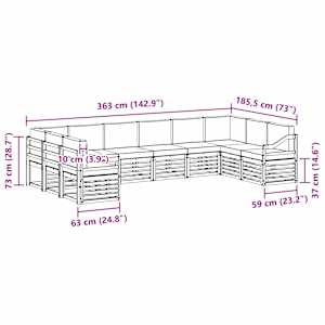 Rohová sofa sada s polštářem 10 pcs Přírodní a světle šedá - obrázek 9