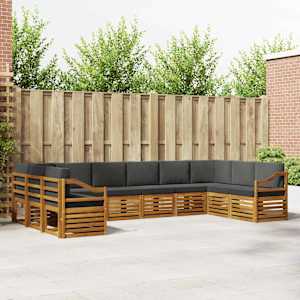 Zunanja garnitura za sedenje 10 pcs Naravna in antracitna