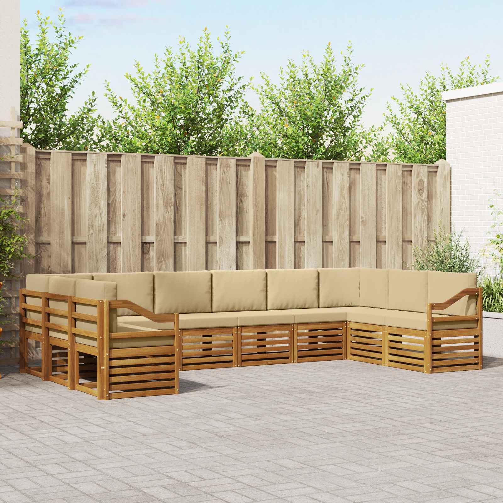 vidaXL Sofagarnituren 10 pcs Natur und Beige Massivholz Akazie