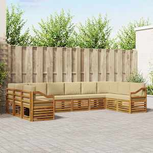 Zunanja garnitura za sedenje z blazino 10 pcs Naravna in bež