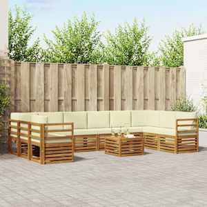 Zunanja garnitura za sedenje 11 pcs Naravna in smetana