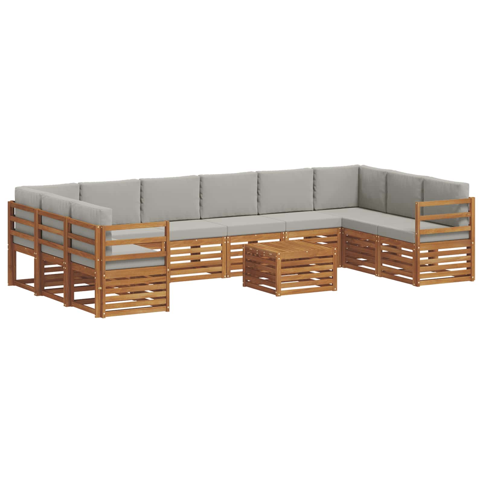 Sofa-Sets 11 pcs Natuurlijk en Lichtgrijs Massief Acaciahout image 2