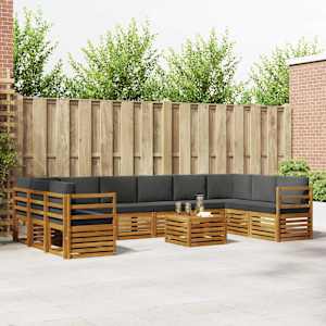 Zunanja garnitura za sedenje 11 pcs Naravna in antracitna