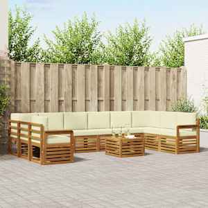 Zunanja garnitura za sedenje 11 pcs Naravna in smetana