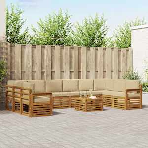 Zunanja garnitura za sedenje z blazino 11 pcs Naravna in bež
