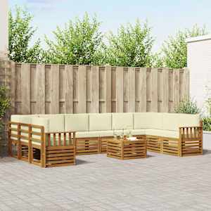 Zunanja garnitura za sedenje 11 pcs Naravna in smetana