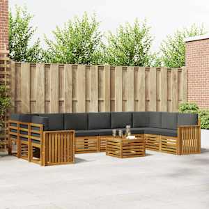 Zunanja garnitura za sedenje 11 pcs Naravna in antracitna