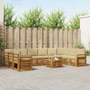 Zunanja garnitura za sedenje z blazino 11 pcs Naravna in bež