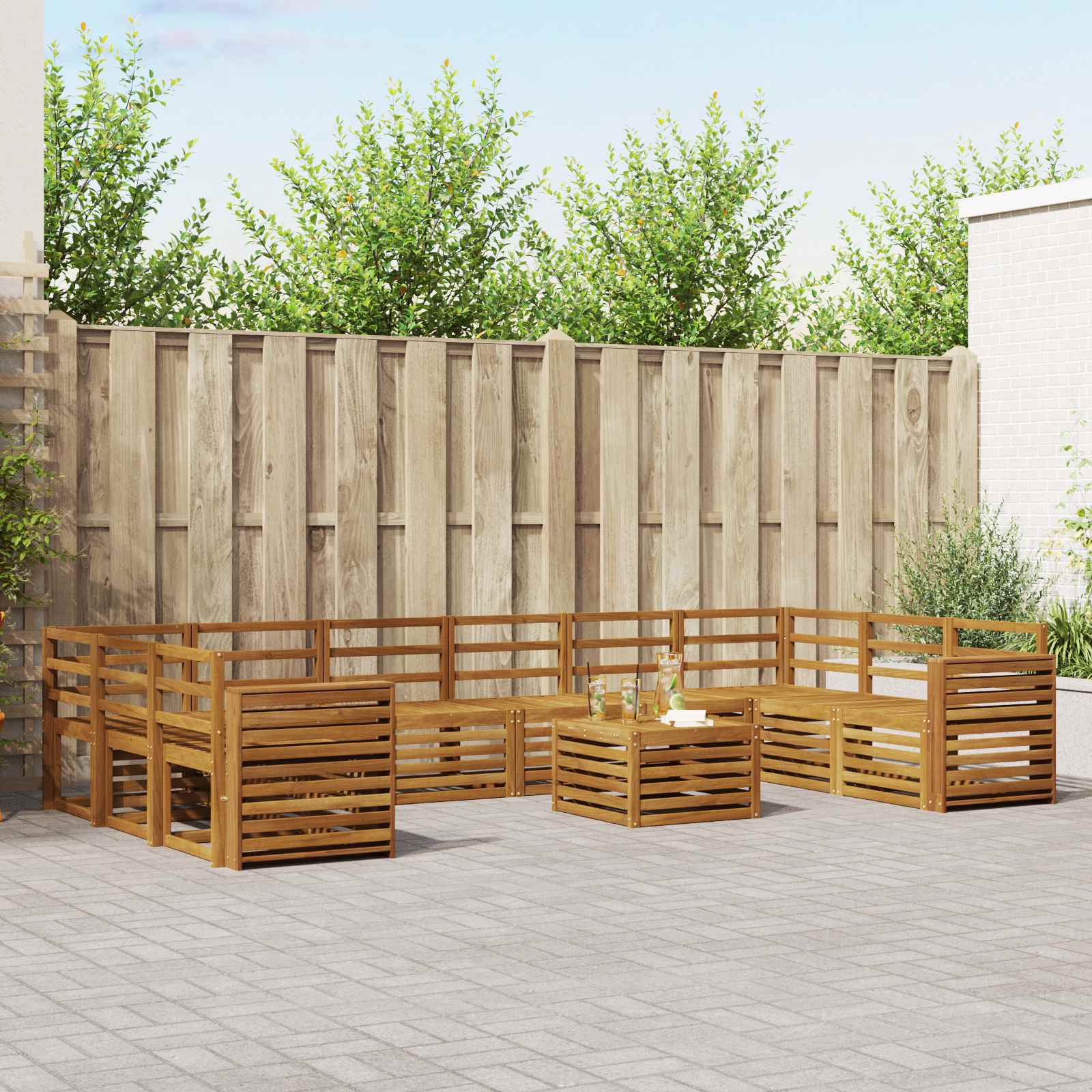 vidaXL Ulkosohvakokoelma 11 kpl Luonnollinen