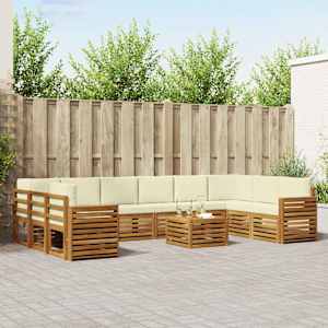 Zunanja garnitura za sedenje 11 pcs Naravna in smetana