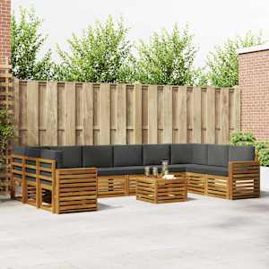 Zunanja garnitura za sedenje 11 pcs Naravna in antracitna