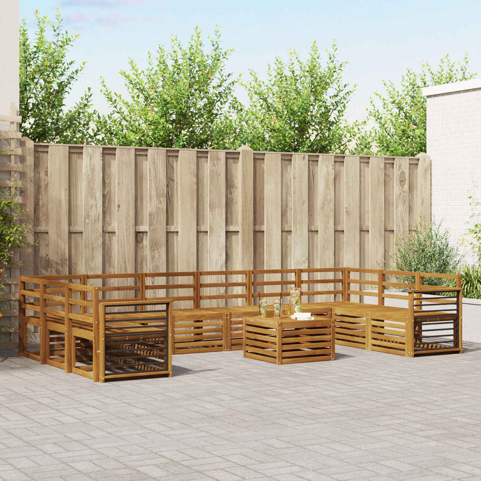 Sofa-Sets 11 pcs Naturel Massief Acaciahout image 1