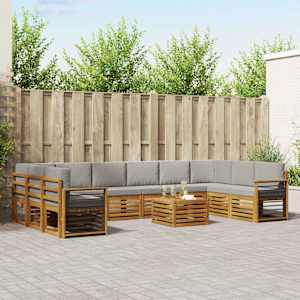 Zunanja garnitura za sedenje 11 pcs Naravna in svetlo siva