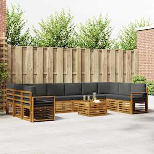 Zunanja garnitura za sedenje 11 pcs Naravna in antracitna