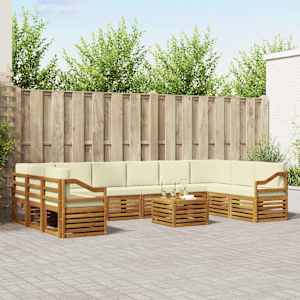 Zunanja garnitura za sedenje 11 pcs Naravna in smetana