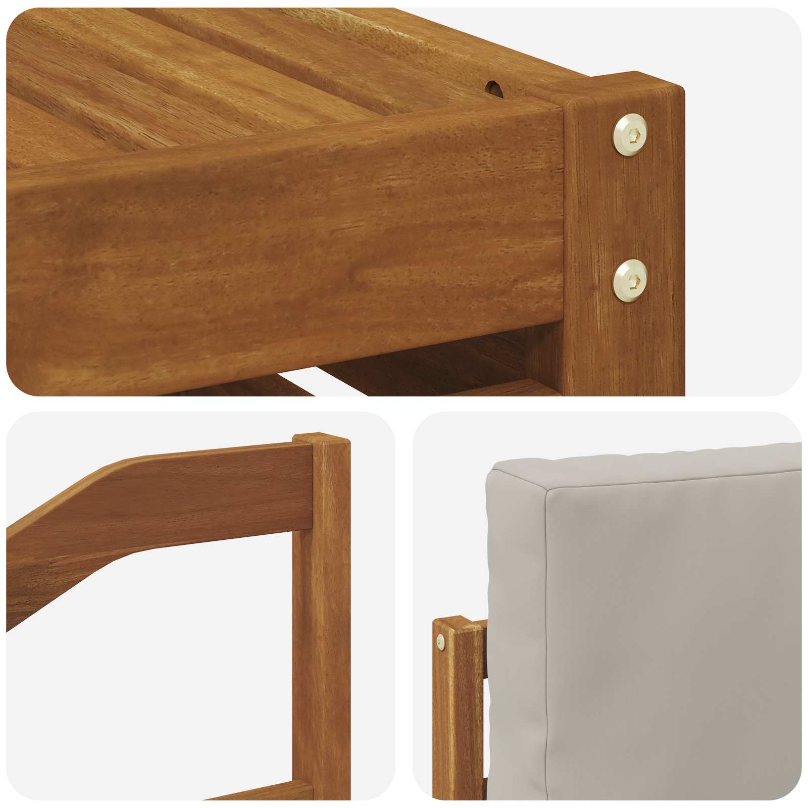 Sofa-Sets 11 pcs Natuurlijk en Lichtgrijs Massief Acaciahout image 7