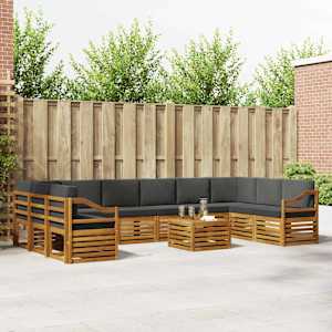 Zunanja garnitura za sedenje 11 pcs Naravna in antracitna