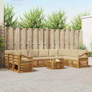 Zunanja garnitura za sedenje z blazino 11 pcs Naravna in bež