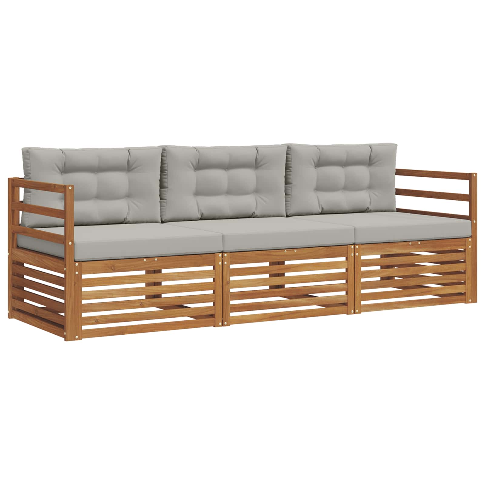 Zunanja garnitura za sedenje 3 pcs Naravna in svetlo siva - slika 2