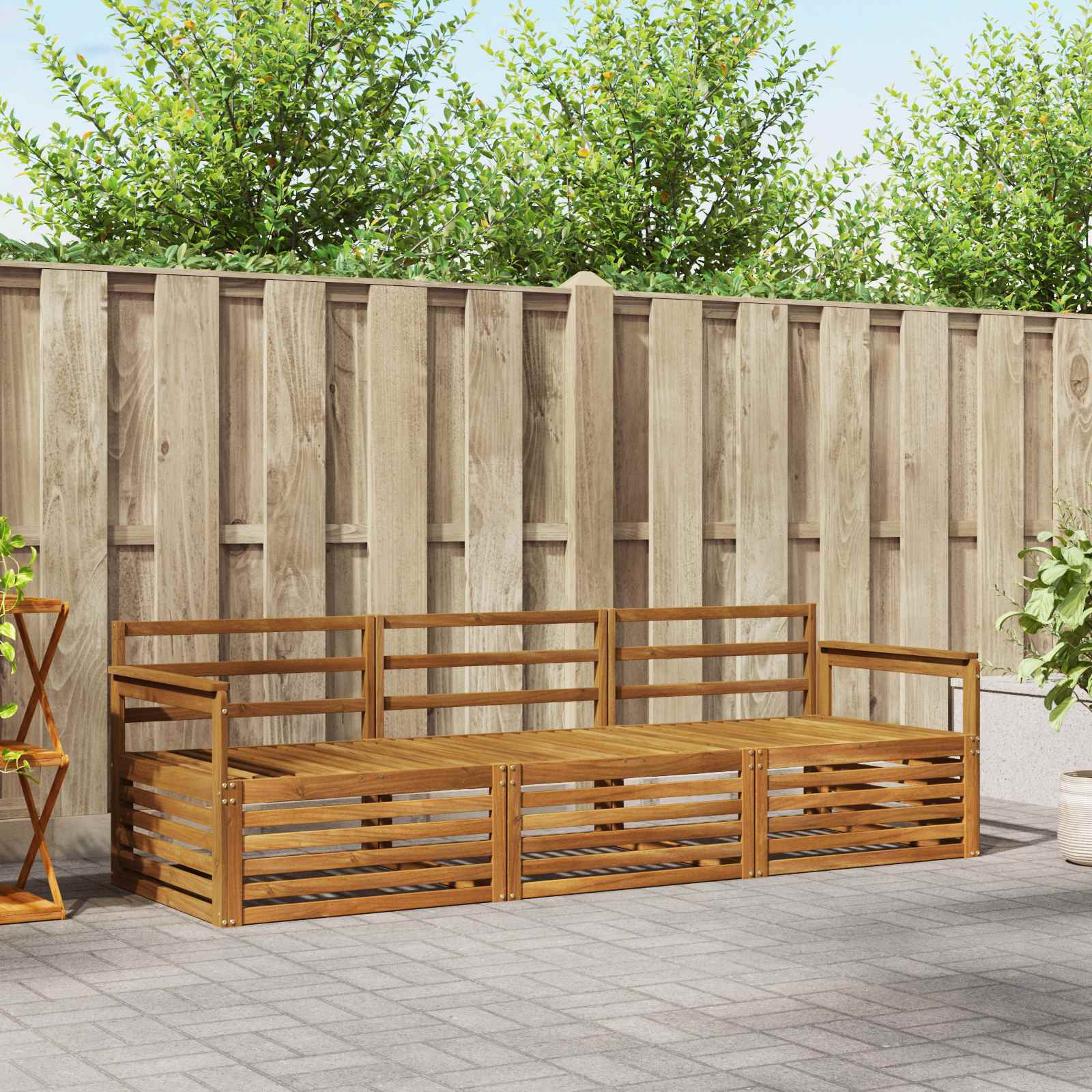 vidaXL Outdoor-Sofagarnitur 3 pcs Natur Massivholz Akazie