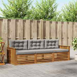 Zunanja garnitura za sedenje 3 pcs Naravna in svetlo siva