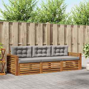 Zunanja garnitura za sedenje 3 pcs Naravna in svetlo siva