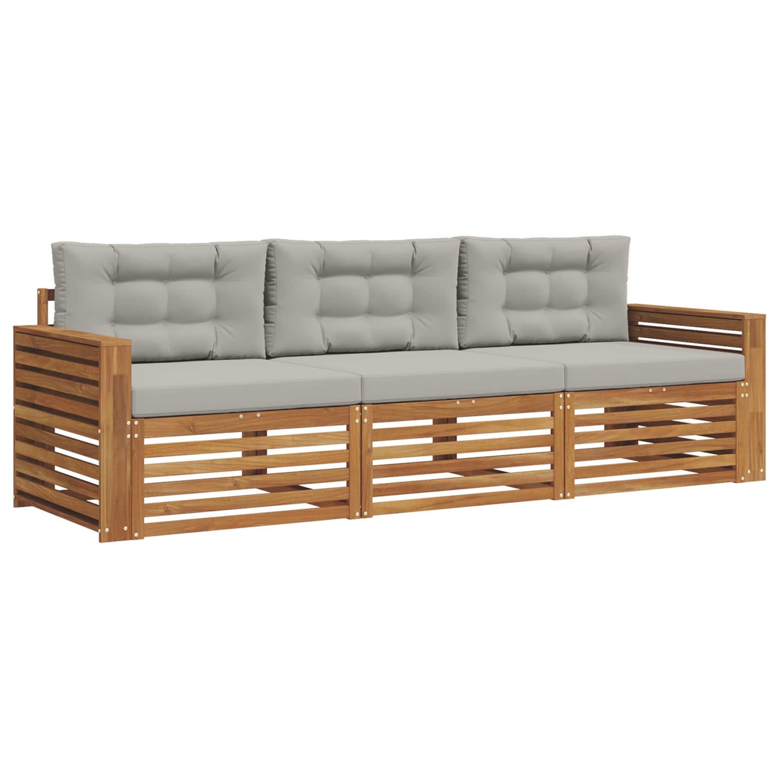 Zunanja garnitura za sedenje 3 pcs Naravna in svetlo siva - slika 2