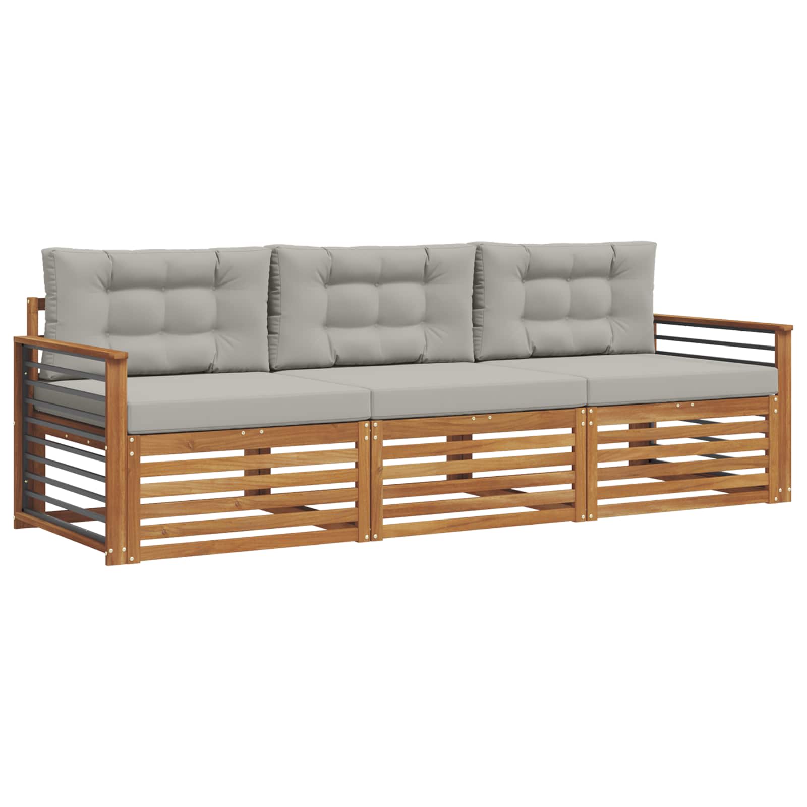 Zunanja garnitura za sedenje 3 pcs Naravna in svetlo siva - slika 2