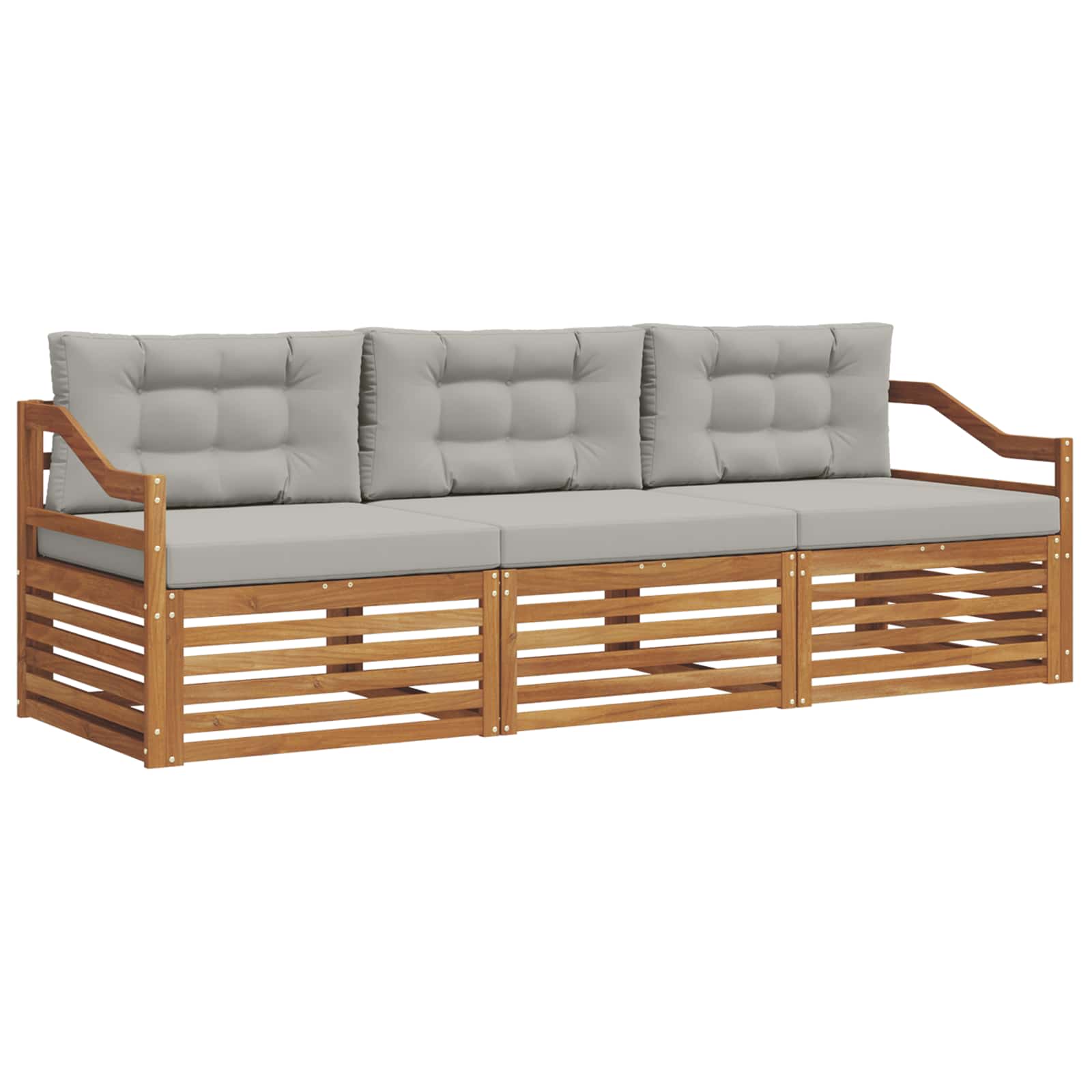 Thumbnail - vidaXL Outdoor-Sofagarnitur mit Kissen 3 pcs Natürlich und Hellgrau