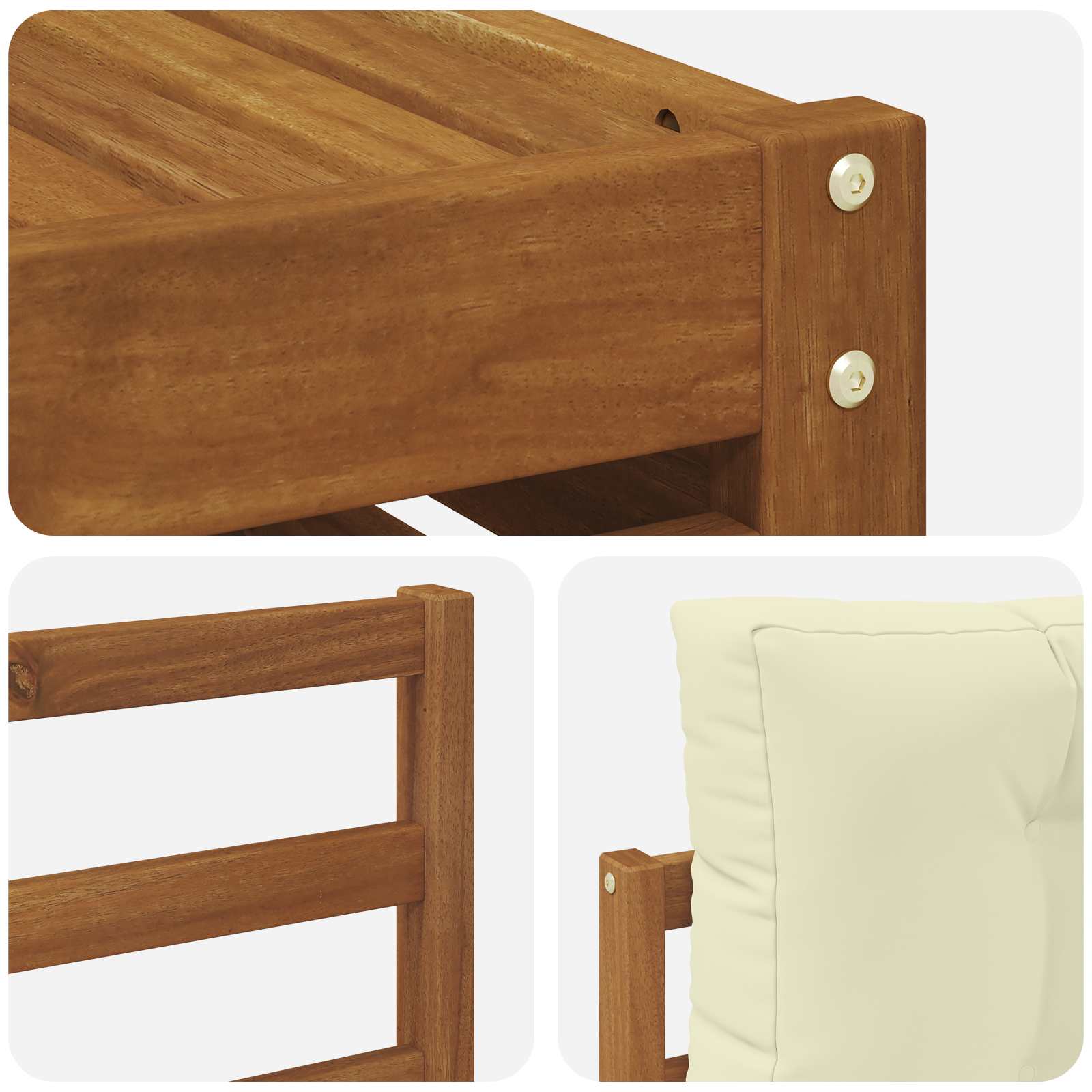 Zunanja garnitura za sedenje z blazino 5 pcs Naravna in smetana - slika 6