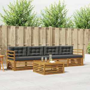 Zunanja garnitura za sedenje 5 pcs Naravna in antracitna