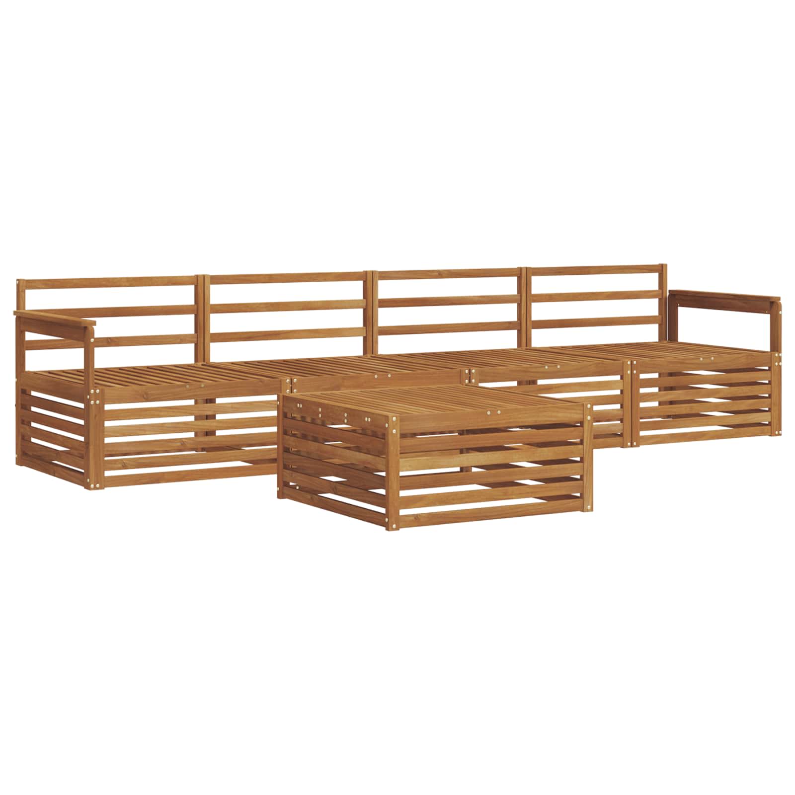 Zunanja garnitura za sedenje 5 pcs Naravna Masiven les akacije - slika 2