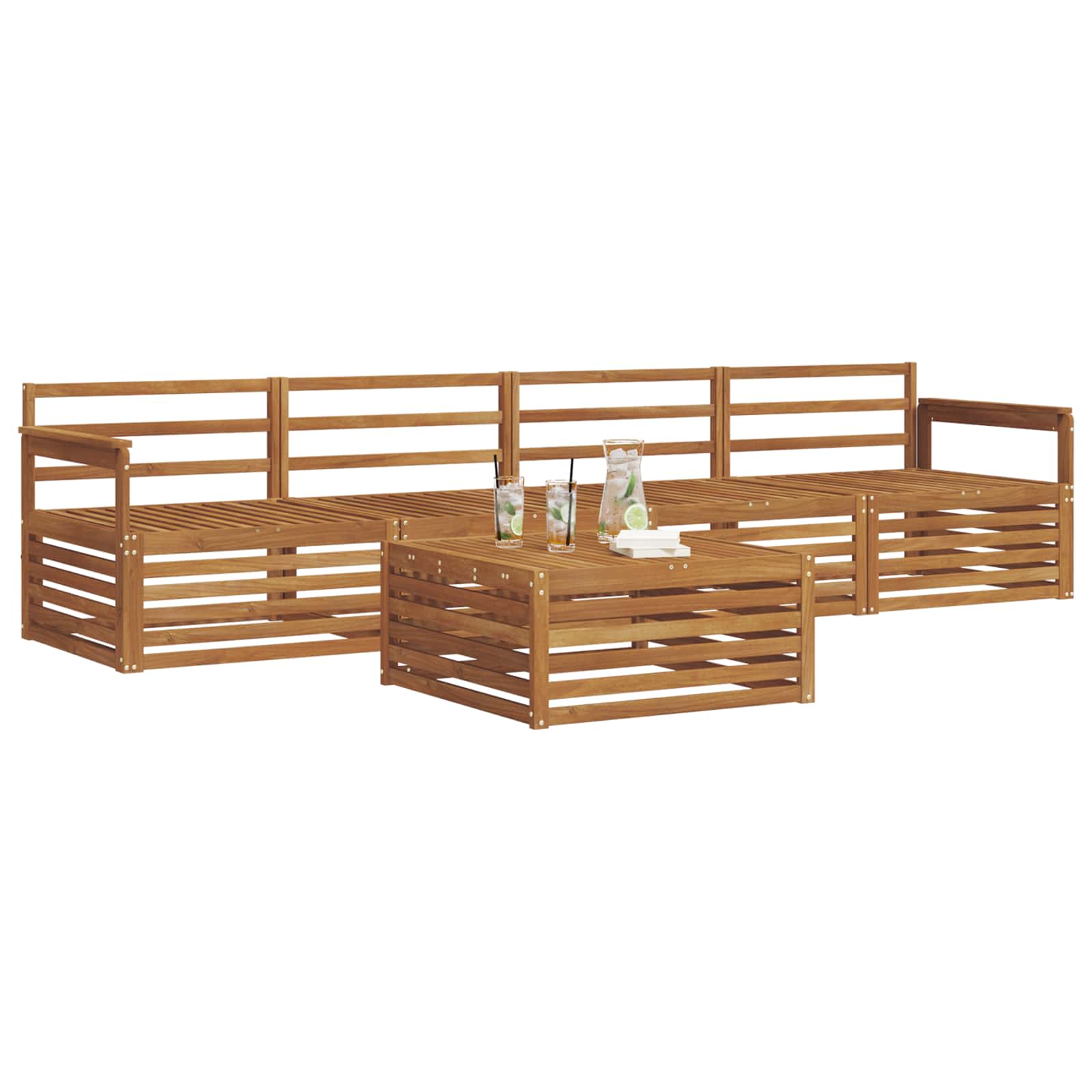 Zunanja garnitura za sedenje 5 pcs Naravna Masiven les akacije - slika 3