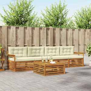 Zunanja garnitura za sedenje z blazino 5 pcs Naravna in smetana