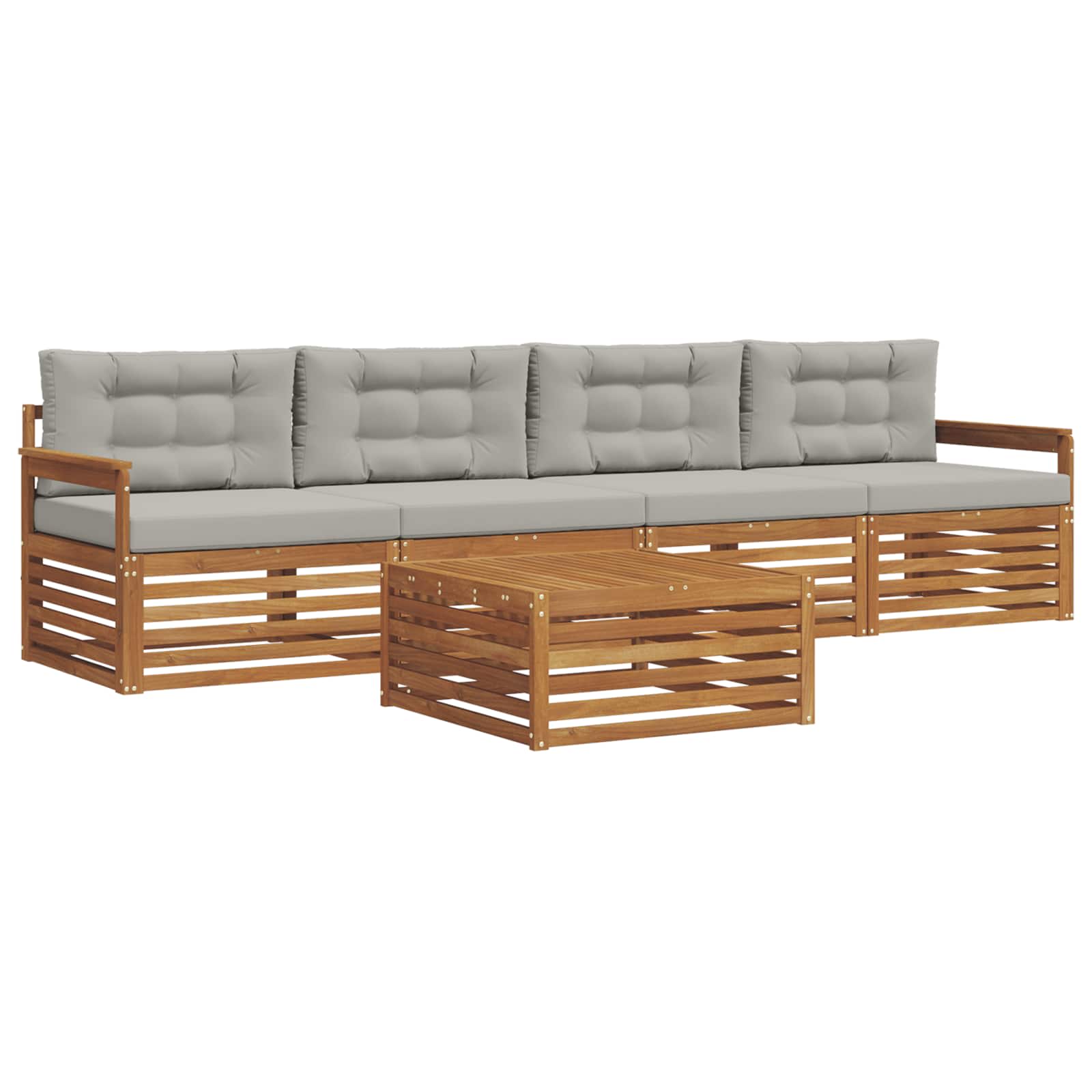 Zunanja garnitura za sedenje 5 pcs Naravna in svetlo siva - slika 2